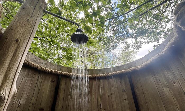 The outdoor Shower of one of our woodland hideaway